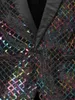 Costumes pour hommes Mens Stage Prom Luxe Or Argent Coloré Plaid Sequin Blazer Veste Hommes DJ Danse Festival Halloween Costume De Fête