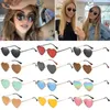 Lunettes de soleil Tendance Protection UV400 Cadre Métallique Accessoires Fantaisie Forme Coeur Nuances Mode Lunettes Années 90 Coeur Soleil