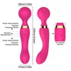 Massager Dual Head-dildo's Av-vibrator-toverstaf voor vrouwen Krachtige clitorale stimulatie Ubs Opladen van volwassenen