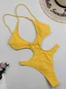 Damskie stroje kąpielowe 2023 Seksowne, solidne puste wyładowanie One Piece Swimsuit Kobieta strojów kąpielowych plus w rozmiarze Kobiety Backless Bathing garnitury Summer Beach Monokini J230603