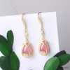 Charm Flower Drop Piecing Earrings For Women Pink Aesthetics Jewellry Wedding Christmas Gift Fashion Jewelry R230603