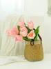 装飾的な花10PCSチューリップ人工花のアレンジリビングルームの結婚式パーティーのための本物のタッチ結婚ブーケシルクフロー