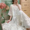 Dresses Mori Girl Vintage Fairy Lace Dress Flare Sleeve Hollow Crochet Embroidery Medium Length Loose Waist Women Bohemian Dress Vestido