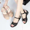 Dames Sandalen Strass Mesh Nieuwe Zomer Wiggen Dames Sandalen Romeinse 2023 Nieuwe Pure Kleur Casual Moeder Sandalen Dames L230518