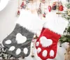 Creative Dog Paw Christmas Stocking Christmas Xmas Pendant Decoration Kids Gift Bags Candy Bag Stocking New Year Prop Socks