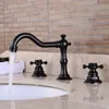 Bathroom Sink Faucets Oil Rubbed Black Antique Brass Faucet Deck Mounted Dual Handle Basin Tap B-8025H