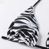 Women's Swimwear Zebra Striped Halter Triangle Bikinis Set Swimwear Women Micro Thong Swimsuits Bikinis 2023 Mujer String Swimming Suit Biquinis J230603