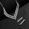 Серьги ожерелья устанавливают 2PCS Свадебные украшения для свадебных украшений с двумя частями для невесты невесты.