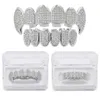 Hip Hop Vollzirkon-Zahnspange Zahnzähne Grillz Gold Silber Grills Zähne Set Modeschmuck Hohe Qualität Acht 8 Top Zahn Sechs 6 Unten Halloween-Schmuck 1261