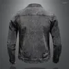 Jaquetas masculinas primavera e outono jaqueta de veludo masculina quatro estações jeans tendência casaco de motocicleta vintage