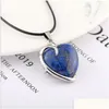 Hanger Kettingen Groothandel 10 Stuks Sier Plated Liefde Hart Tijgeroog Steen Link Chain Ketting Lapis Lazi Romantische Stijl Sieraden Drop Dhw2U