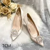 Dress Shoes 2023 Women Pointed Stiletto Rhinestone Pumps White Bridesmaid Wedding Bridal High Heels Plus Size