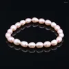 Bracelets de perles en forme de riz pour femmes, perles naturelles simples et élégantes, bijoux, accessoires de collier