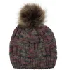 Großhandel Strickwolle Mütze Hut Acryl Kunstpelz Pom Pom Ball Hut Erwachsene Winter warme Mischgarn Hut Outdoor Sport Motorhaube Hüte