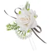 Fleurs décoratives poignet fleur marié Corsage décor délicat mariage bal mariée main plastique nacre garniture