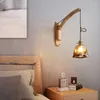 Wall Lamp Black Walnut Folding Bedroom Retractable Removable Rocker Arm Simple