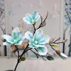 Fiori decorativi 1pc 4 teste Grande ramo di magnolia artificiale Decorazione della finestra di casa Materiale di visualizzazione della sala per feste di nozze finte