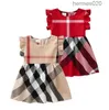 Baby flickor prinsessa klänningar barn ärmlös västklänning bomullsbarn pläd kjolar flicka kjol 1-7 år