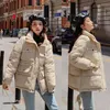 Frauen Daunen Winter Kurz Gepolsterte Jacke Frauen 2023 Taille Kleine Duft Stehen Kragen Lose Koreanische Mode Schwarz Baumwolle Mantel Blase