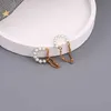 Charm Pearls Earring for Women Tassel Ear Rose Gold Color Rings smycken R230603