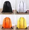 Saco portátil barato mochila de cordão de náilon simples sólida bolsa traseira para viagem bolsa com cordão para livros sapatos paks