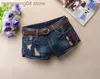 Shorts pour femmes été femmes grande taille casual Denim Shorts déchirés loisirs Jeans court bleu foncé trou impression court Feminino sans ceinture J2424 T230603