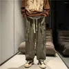 Mannen Broek Japanse Retro Club Mannen Pantalones Herfst Winter Grote Zijzak Geel Trekkoord Elastische Taille Losse Kpop Ins chic