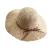 Hats Sun Simple Wide Brim Bow Raffia Foldable Summer Beach Women's Church UV Protection Travel Hat G230603