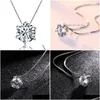 Hänghalsband 925 Sterling Sier Womens Fashion Jewelry High Quality Simple Crystal Zircon Six Prong Necklace Längd 45 cm Drop de DH9QF