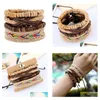 Charm Armbanden Heren Echt Lederen Armband Diy Pu Kokosnoot Kralen Touw Combinatie Pak 4 Stijlen/1 Set drop Levering Sieraden Dhyan