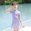 costumi da bagno Summer Girls 'Ski Sportswear manica corta New Baby Cute Purple 2 pezzi costumi da bagno per bambini P230602