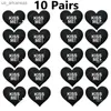 NOTCC 10 paires KissMe lettres brillent dans le noir mamelon couvre coeur forme Satin jetable mamelon Pasties jouet pour femme L230523