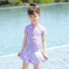 costumi da bagno Summer Girls 'Ski Sportswear manica corta New Baby Cute Purple 2 pezzi costumi da bagno per bambini P230602