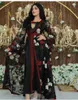 Vêtements ethniques Robe de soirée en deux pièces en dentelle brodée Mesh Eid Femmes musulmanes Abaya Robes de fête Ramadan Abayas Caftan 2023