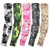 spandex camo baseball fotboll golf spel kompression arm ärm tatuering sol uv skydd sport utomhus cykling andningsbara is siden ärmar elow skyddare