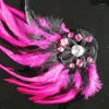 Brooches Gothic Black Rose Brooch With Feather And Crystal Unique Corsage For Women's Jewelry Wedding Halloween Gifts