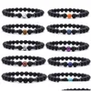 Beaded Men Women 8mm Tiger Eye Energy Beads Armband Gift Elastic Natural Stone Yoga Armelets Bangle 18 Styles Charm smycken HOLD