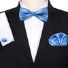 Bow Ties Bowtie Pocket Square Cufflinks 3pcs Set Fit Business Gift Wedding Red Blue Beige Tie With Handkerchief Suit Cravats