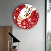 Orologi da parete Pupazzo di neve a tema natalizio Orologio rosso Design moderno Soggiorno Decorazione Cucina Orologio muto Home Interior Decor