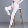 Spodnie damskie Capris Lucy Ever Black Striped Pencil Pants Korean Fashion Elastyczny biuro biura dla kobiet w 2022 roku Summer Harem Spodni P230602