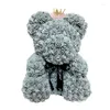 Fleurs décoratives 28 cm DIY Couronne Teddy Box Artificielle PE Fleur Ours Rose Saint Valentin Cadeau Pour Petite Amie Femmes Femme Fête Des Mères