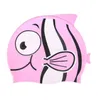 Enfants silicone bonnet de bain dessin animé poisson bonnet de bain mignon garçon fille sport nautique chapeau élastique bébé bonnets de bain