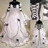Vintage A Line Princesa Vestidos de Noiva Góticos Renda Vestidos de Noiva Mangas Compridas Fairy Boho Vestido de Noiva Barato vestido de novia200q