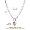 Pendant Necklaces Women Stainless Steel Multilayer Necklace Heart Dog Tag Chunky Cuban Chain Link Toggle Clasp