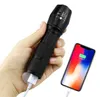 USB built in 18650 battery T6 flashlight Telescopic zoom adjustable 5 mode super bright tactical flashlights torch rechargeable lamp lights