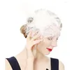 Bérets Perles Décor Dot Imprimer Métal Clip Fascinator Chapeau Maille Fleur Plume Parti Chapeaux Cheveux Accessoires