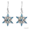 Charm New Fashion Elegant Blue Rhinestone Snowflake Drop Earrings for Women Jewelry Gifts Statement R230603