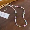 Chaînes mode coréenne coloré mignon perles de rocaille chaîne collier ras du cou pour les femmes Baroque perles simulées collier perlé Boho bijoux