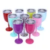 Novo 9 cores 10 oz copo de vinho de aço inoxidável parede dupla isolado metal cálice com tampa taças de vinhos tintos festival decoração de natal copos de vinho caneca alkingline