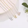 Pendant Necklaces Butterfly Necklace For Women Imitation Pearls Gold Rose Silver Color Titanium Steel Sweet Jewelry Lover Gift(GN241)